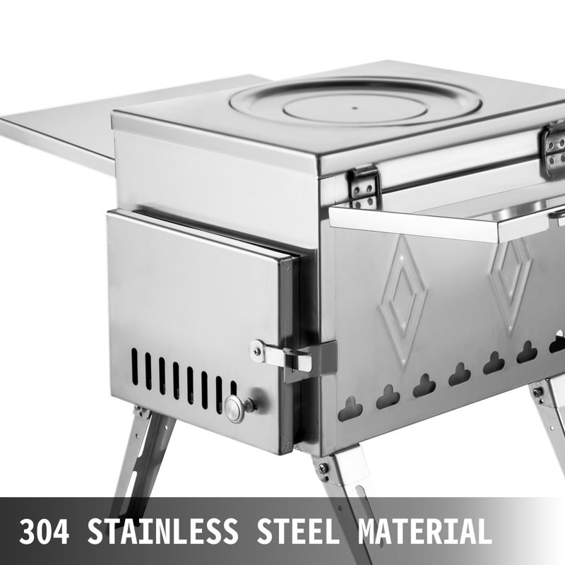 VEVOR Tent Camping Stove, Tent Wood Stove, Wood Burning Stove With Chimney, 304 Stainless Steel